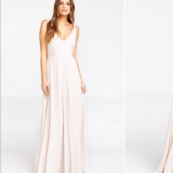 Show me Your MuMu NWT Jenn Maxi Dress in Show Me the Ring Crisp Size L - Picture 1 of 15